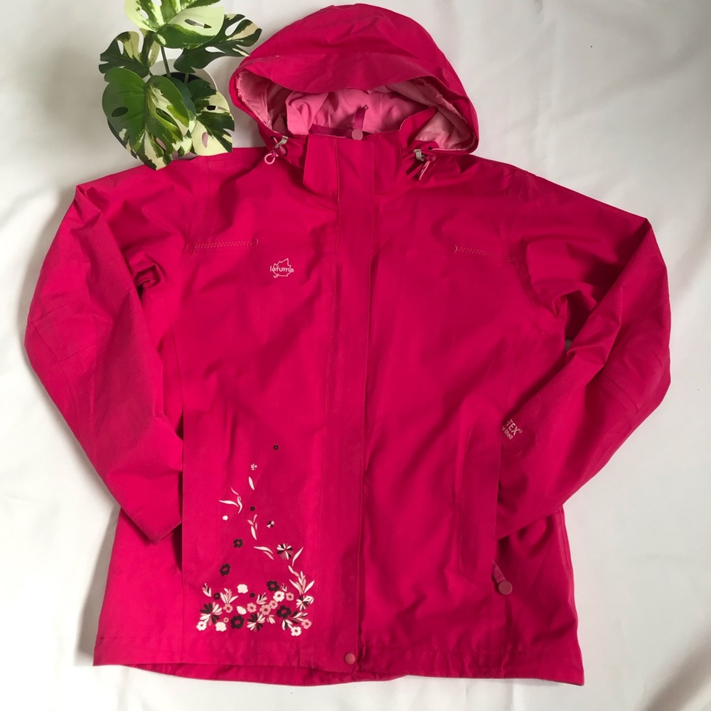 Lafuma france pink floral gore-tex lightweight rain coat size 95 (approx…